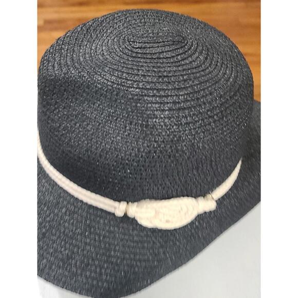 Magid Hats Womens Black Straw-Look Paper W/ Off-white Rope Band 21" GUC - Picture 4 of 16